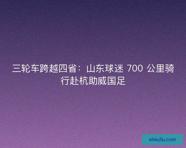 三轮车跨越四省：山东球迷 700 公里骑行赴杭助威国足