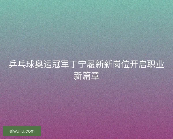 乒乓球奥运冠军丁宁履新新岗位开启职业新篇章