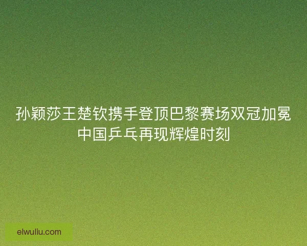 孙颖莎王楚钦携手登顶巴黎赛场双冠加冕中国乒乓再现辉煌时刻