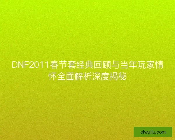 DNF2011春节套经典回顾与当年玩家情怀全面解析深度揭秘