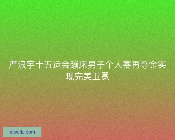 严浪宇十五运会蹦床男子个人赛再夺金实现完美卫冕
