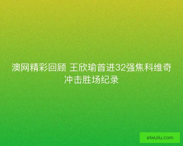 澳网精彩回顾 王欣瑜首进32强焦科维奇冲击胜场纪录