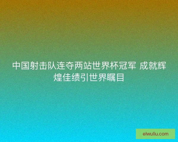 中国射击队连夺两站世界杯冠军 成就辉煌佳绩引世界瞩目